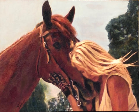 Horse-Whisper Oil on Canvas 16"x20"-SOLD