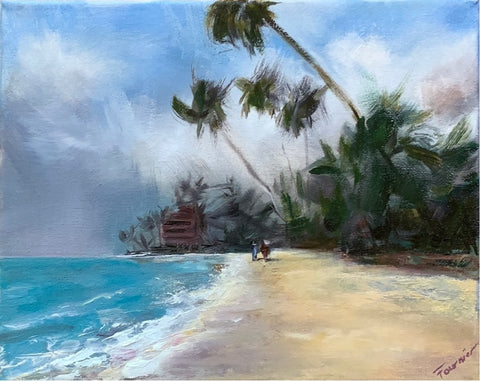 "Beach Stroll" Oil on Canvas 14"X16"